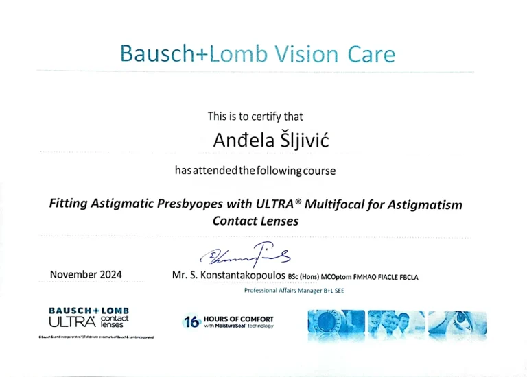 andjela sljivic - sertifikat