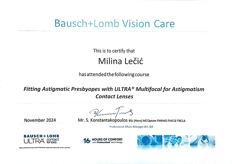 milina lecic - sertifikat